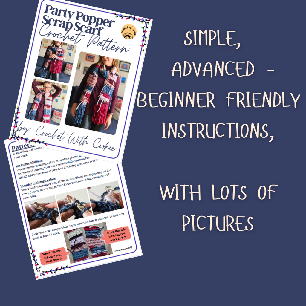 Party Popper Scarf Crochet Pattern PDF