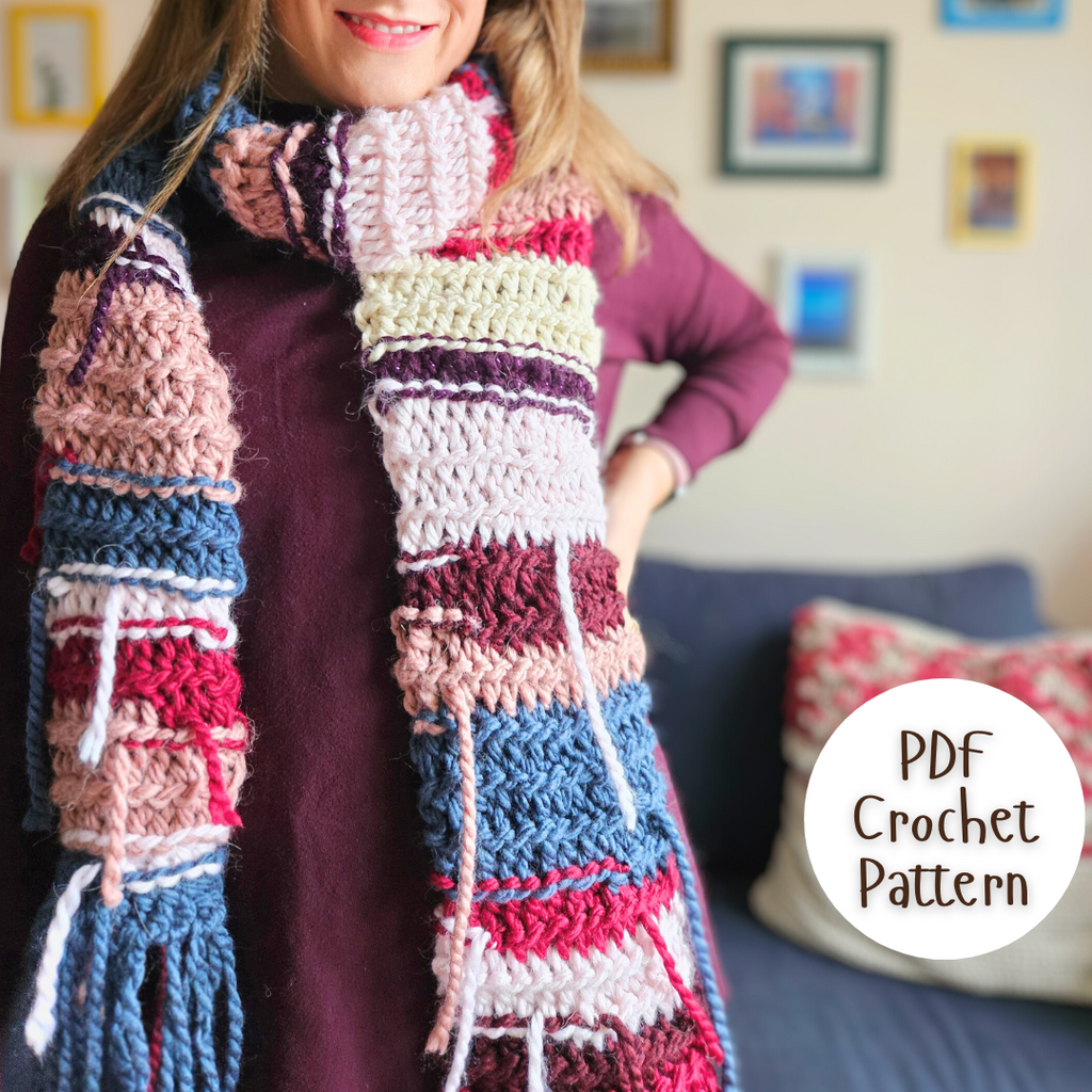 Party Popper Scarf Crochet Pattern PDF
