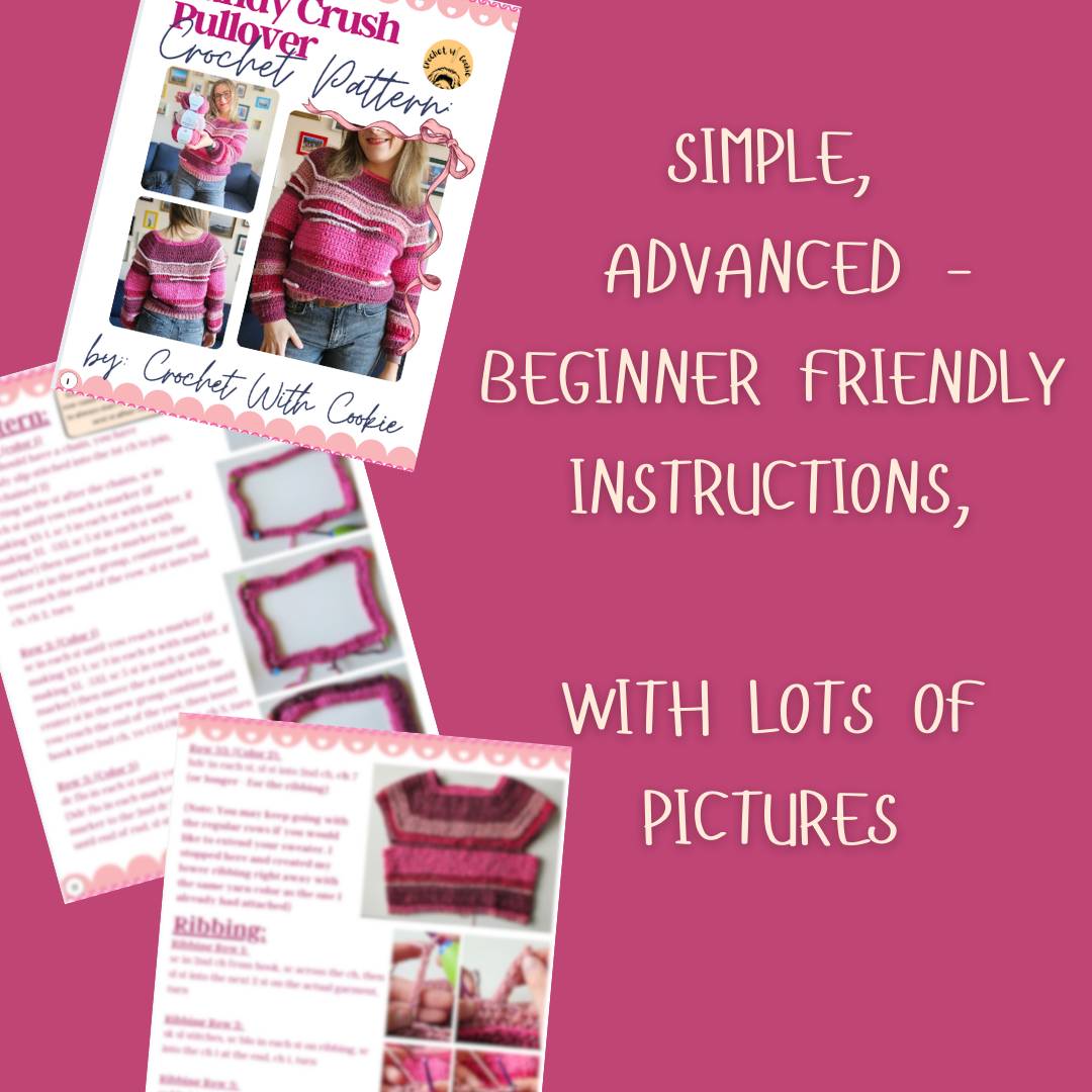 Candy Crush Pullover Crochet Pattern PDF